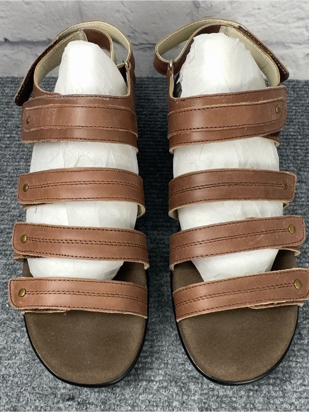 Propet Aurora Brown Leather Multi Strap Comfort Sandals NIB Size 9.5